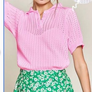 Petal Dew Quarter Button Sheer Knit Top size Medium